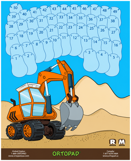 Ortopad Reward Poster – Construction Theme | 50 Day Eye Patch Progress Chart