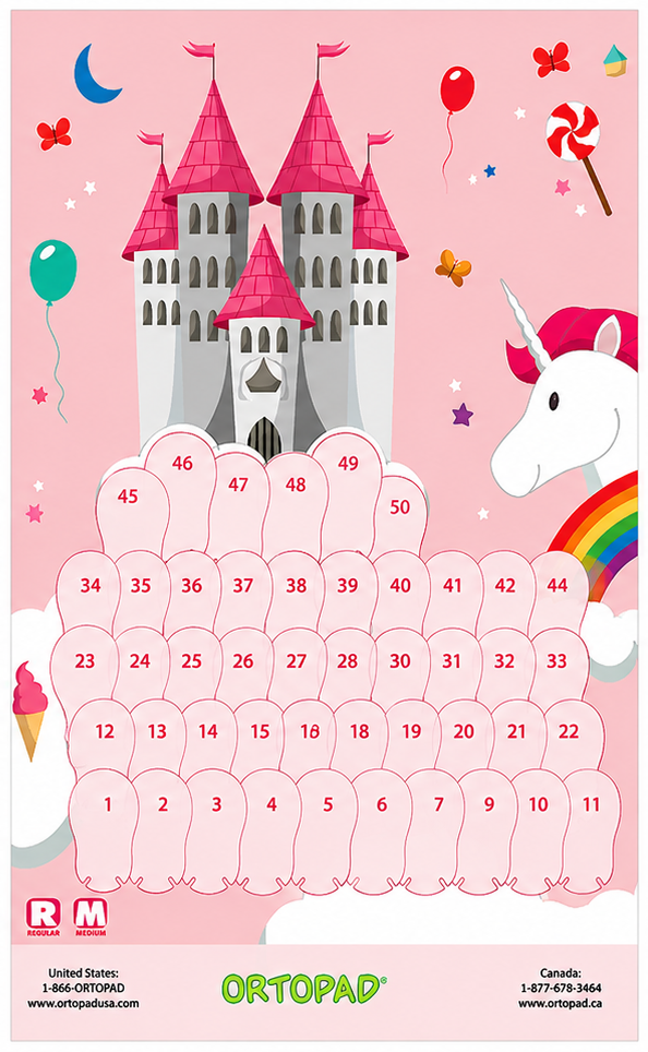 Ortopad Unicorn Reward Poster | 50 Day Eye Patch Progress Chart
